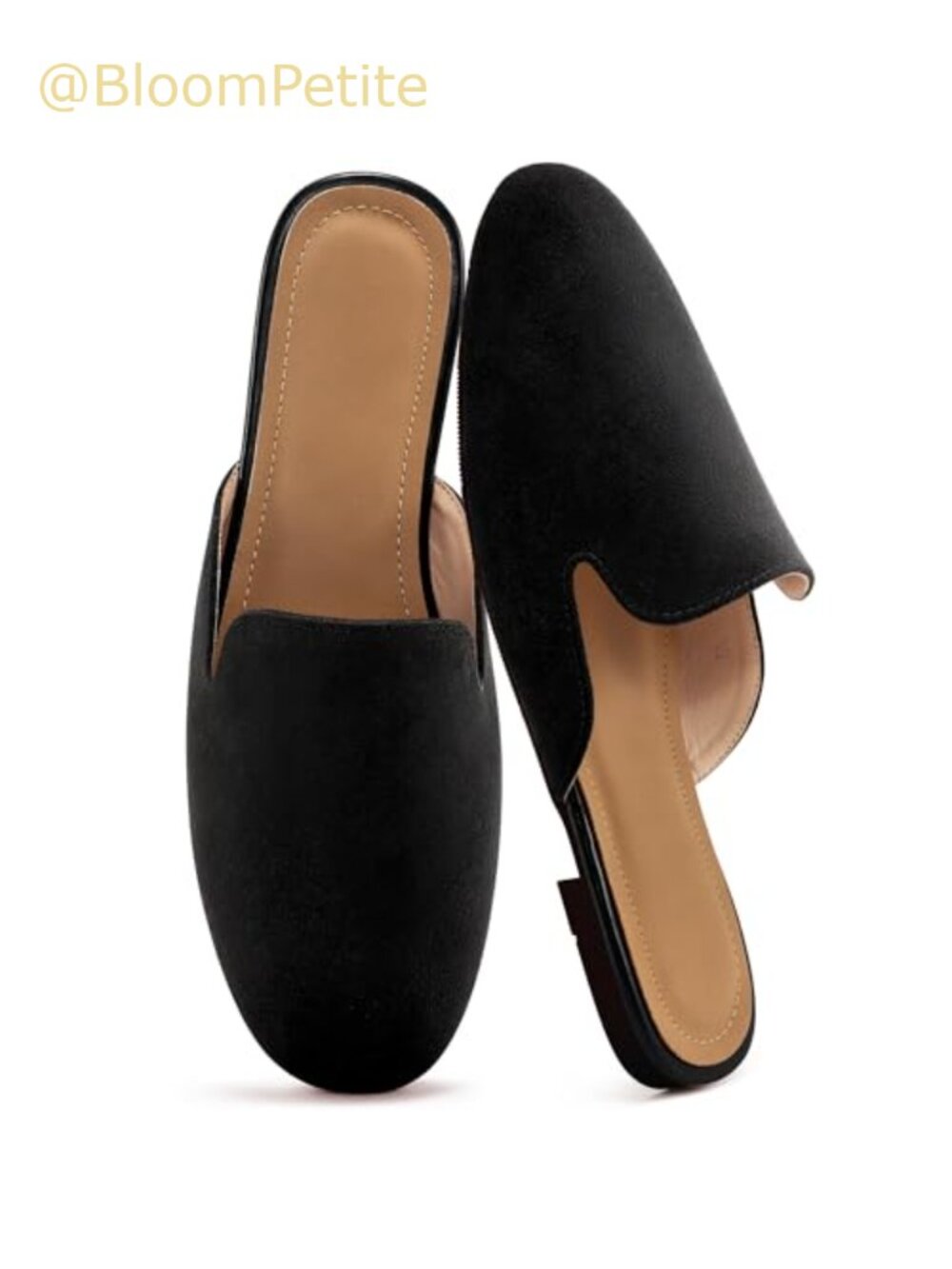 Suede Mules for Women Comfortable Slip On Flats Round Toe Backless Loafers